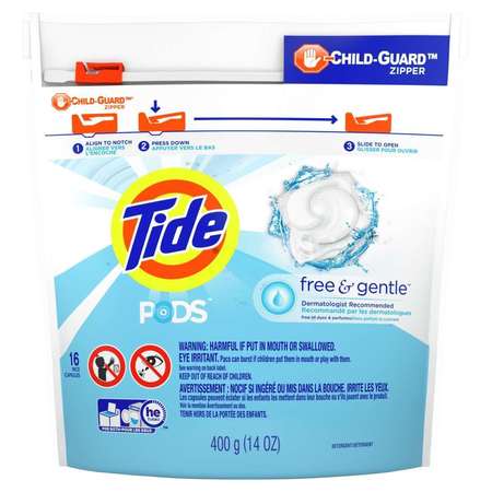TIDE Tide Free & Gentle Laundry Detergent Liquid Pod 14 oz., PK6 93829